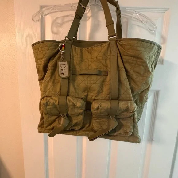 Dior Quilted Khaki Tote Bag - Picture 3 of 3